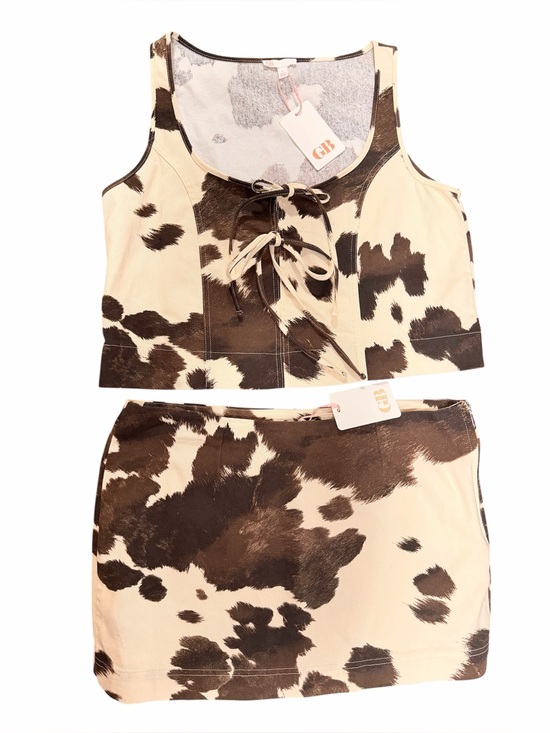 Gianni Bini Dresses & Skirts - GB Cowhide Print Two-Piece Set - Crop Top & Mini Skirt, Brown & Cream